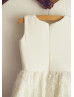 Ivory Cotton Rosette Knee Length Flower Girl Dress
